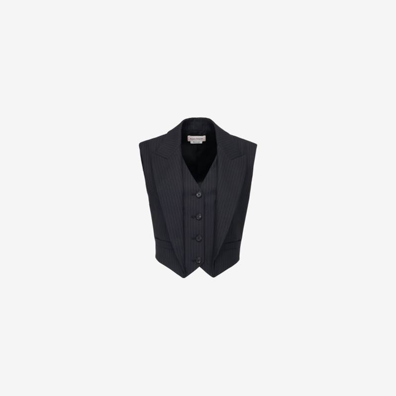 Alexander McQueen Women's Blue Pinstripe Waistcoat - 12 (Wool)